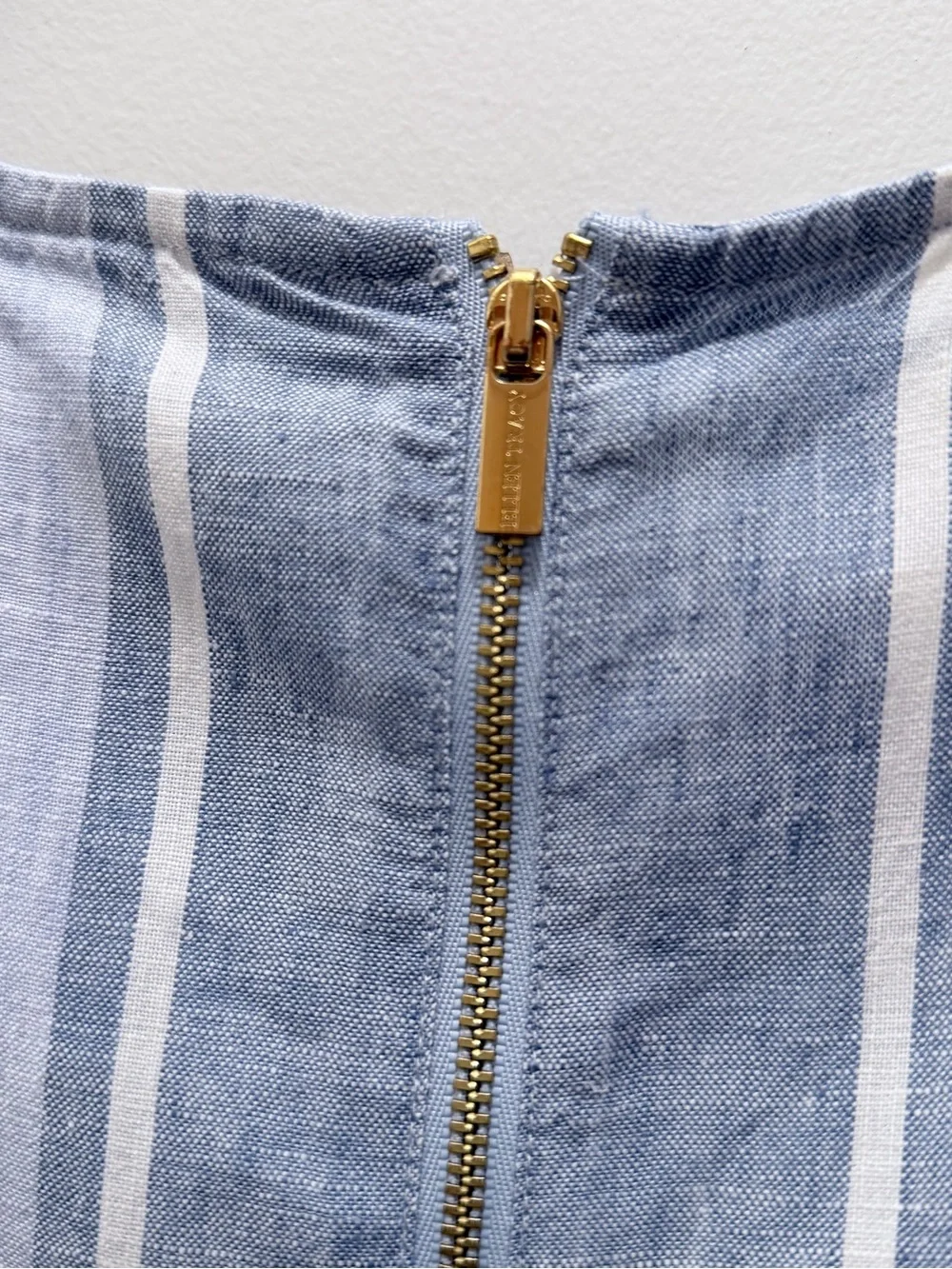 Eileen Fisher Blue and White Striped Sleeveless Linen Tank